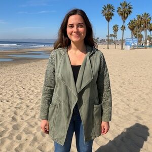 LuLaRoe Supply Floral Green Jacket M Medium light Canvas Coat Shacket Army Olive